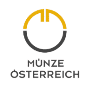 Logo der Münze Österreich, gelb-schwarz kreisförmig.
